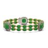 Image 1 : 15.79 ctw Jade & Diamond Bracelet 14K Yellow Gold