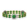 Image 2 : 15.79 ctw Jade & Diamond Bracelet 14K Yellow Gold