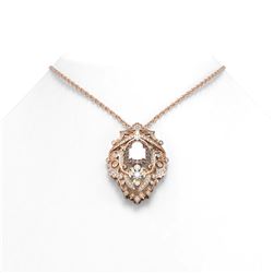 6.38 ctw Morganite & Diamond Necklace 18K Rose Gold