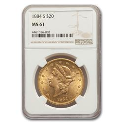 1884-S $20 Liberty Gold Double Eagle MS-61 NGC