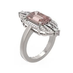 5.49 ctw Morganite & Diamond Ring 18K White Gold