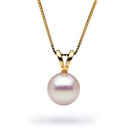 White Akoya Pearl Classic Solitaire Pendant, 7.0-7.5mm