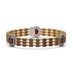 26.27 ctw Garnet & Diamond Bracelet 14K Yellow Gold