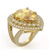 Image 2 : 17.38 ctw Canary Citrine & Diamond Victorian Ring 14K Yellow Gold