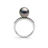 Image 1 : Black Tahitian Pearl and Diamond Half-Eternity Ring, 9.0-10.0mm, 14K Gold