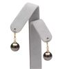 Image 2 : Black Tahitian Pearl and Diamond Bezel Dangle Earrings
