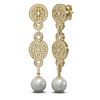 Image 2 : 2.83 ctw Diamond & Pearl Earrings 18K Yellow Gold