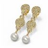 Image 3 : 2.83 ctw Diamond & Pearl Earrings 18K Yellow Gold