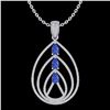 Image 2 : 2 ctw Tanzanite & Micro VS/SI Diamond Designer Necklace 18k White Gold