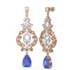 Image 2 : 11.64 ctw Tanzanite & Diamond Earrings 18K Rose Gold