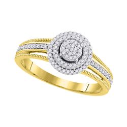 10kt Yellow Gold Round Diamond Cluster Bridal Wedding Engagement Ring 1/5 Cttw