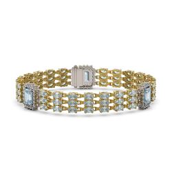 23.88 ctw Aquamarine & Diamond Bracelet 14K Yellow Gold