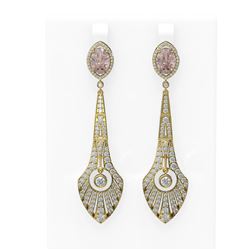 8.85 ctw Morganite & Diamond Earrings 18K Yellow Gold