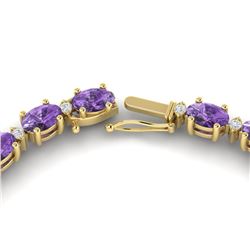 28 ctw Amethyst & VS/SI Diamond Certified Eternity Necklace 10k Yellow Gold