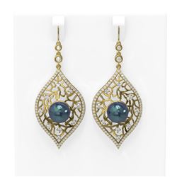 2.78 ctw Diamond & Pearl Earrings 18K Yellow Gold