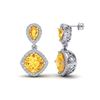 Image 2 : 5 ctw Citrine & Micro Pave VS/SI Diamond Earrings Designer 10k White Gold