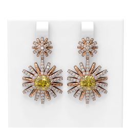 5.28 ctw Canary Citrine & Diamond Earrings 18K Rose Gold