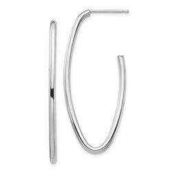 14k White Gold Open Oval Hoop Earrings