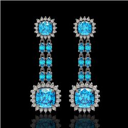 19.64 ctw Swiss Topaz & Diamond Earrings 14K White Gold