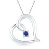 Image 1 : Sterling Silver Round Lab-Created Blue Sapphire Heart Pendant 1/8 Cttw
