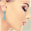 Image 3 : 9.94 ctw Turquoise & Diamond Earrings 14K White Gold