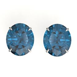 18 ctw London Blue Topaz Designer Stud Earrings 18k White Gold