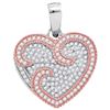 Image 1 : 10kt Two-tone Rose Gold Round Diamond Heart Pendant 1/3 Cttw