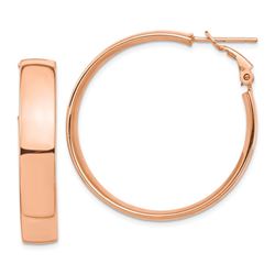 14k Rose Gold Omega Back Hoop Earrings - 7x35 mm