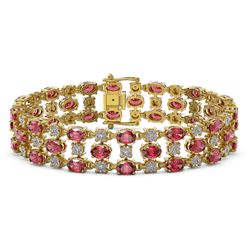 15.64 ctw Tourmaline & Diamond Row Bracelet 10K Yellow Gold
