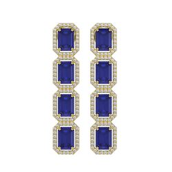 12.33 ctw Sapphire & Diamond Micro Pave Halo Earrings 10k Yellow Gold