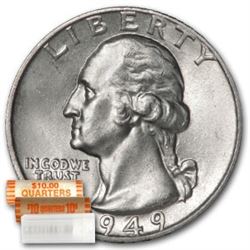 1949 Washington Quarter 40-Coin Roll BU
