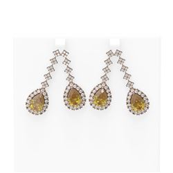 12.45 ctw Canary Citrine & Diamond Earrings 18K Rose Gold