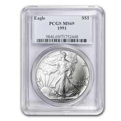1991 Silver American Eagle MS-69 PCGS