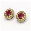 Image 2 : 8.84 ctw Certified Ruby & Diamond Victorian Earrings 14K Yellow Gold
