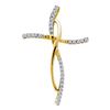 Image 1 : 14kt Yellow Gold Round Diamond Woven Infinity Cross Pendant 1/10 Cttw