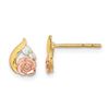 Image 1 : 14k Two-Tone Cubic Zirconia Flower Post Earrings - 48 mm