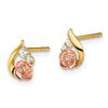 Image 2 : 14k Two-Tone Cubic Zirconia Flower Post Earrings - 48 mm