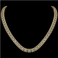24.4 ctw Princess Cut Diamond Micro Pave Necklace 18K Yellow Gold