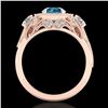Image 3 : 2.11 ctw Intense Blue Diamond Art Deco 3 Stone Ring 18k Rose Gold