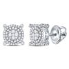 Image 1 : 14kt White Gold Round Diamond Circle Cluster Earrings 5/8 Cttw