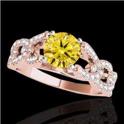 1.5 ctw Certified SI/I Fancy Intense Yellow Diamond Ring 10k Rose Gold