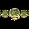 Image 1 : 40 ctw Green Tourmaline & Micro Diamond Bracelet 14k Yellow Gold