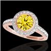 Image 1 : 1.5 ctw Certified SI/I Fancy Intense Yellow Diamond Ring 10k Rose Gold