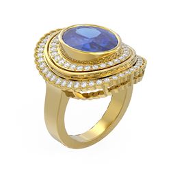 6.26 ctw Tanzanite & Diamond Ring 18K Yellow Gold