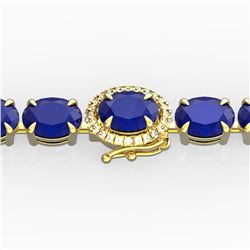 37 ctw Sapphire & VS/SI Diamond Micro Pave Bracelet 14k Yellow Gold