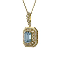 5.66 ctw Aquamarine & Diamond Victorian Necklace 14K Yellow Gold