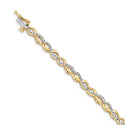 14k Yellow Gold 1ct Diamond Figure 8 Bracelet - 7 in.