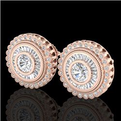 2.61 ctw VS/SI Diamond Solitaire Art Deco Stud Earrings 18k Rose Gold