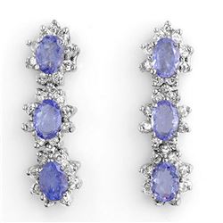 4.38 ctw Tanzanite & Diamond Earrings 14k White Gold