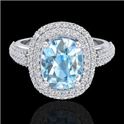 3.50 ctw TOPAZ & Micro Pave VS/SI Diamond Certified Ring 10k White Gold